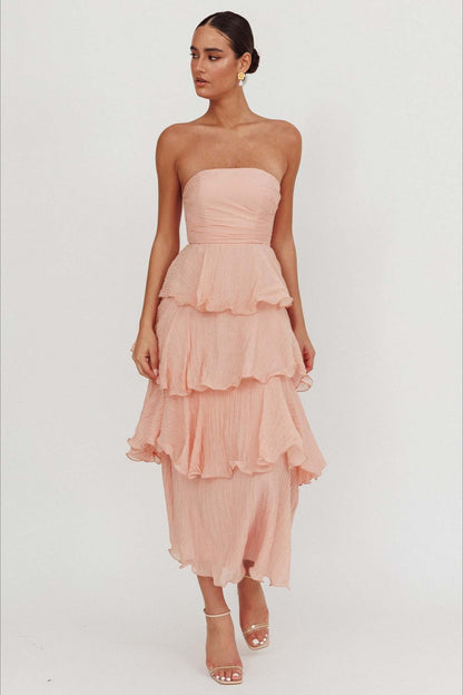 Sexy Slim Fit Strapless Backless Ruffled Prom Dress