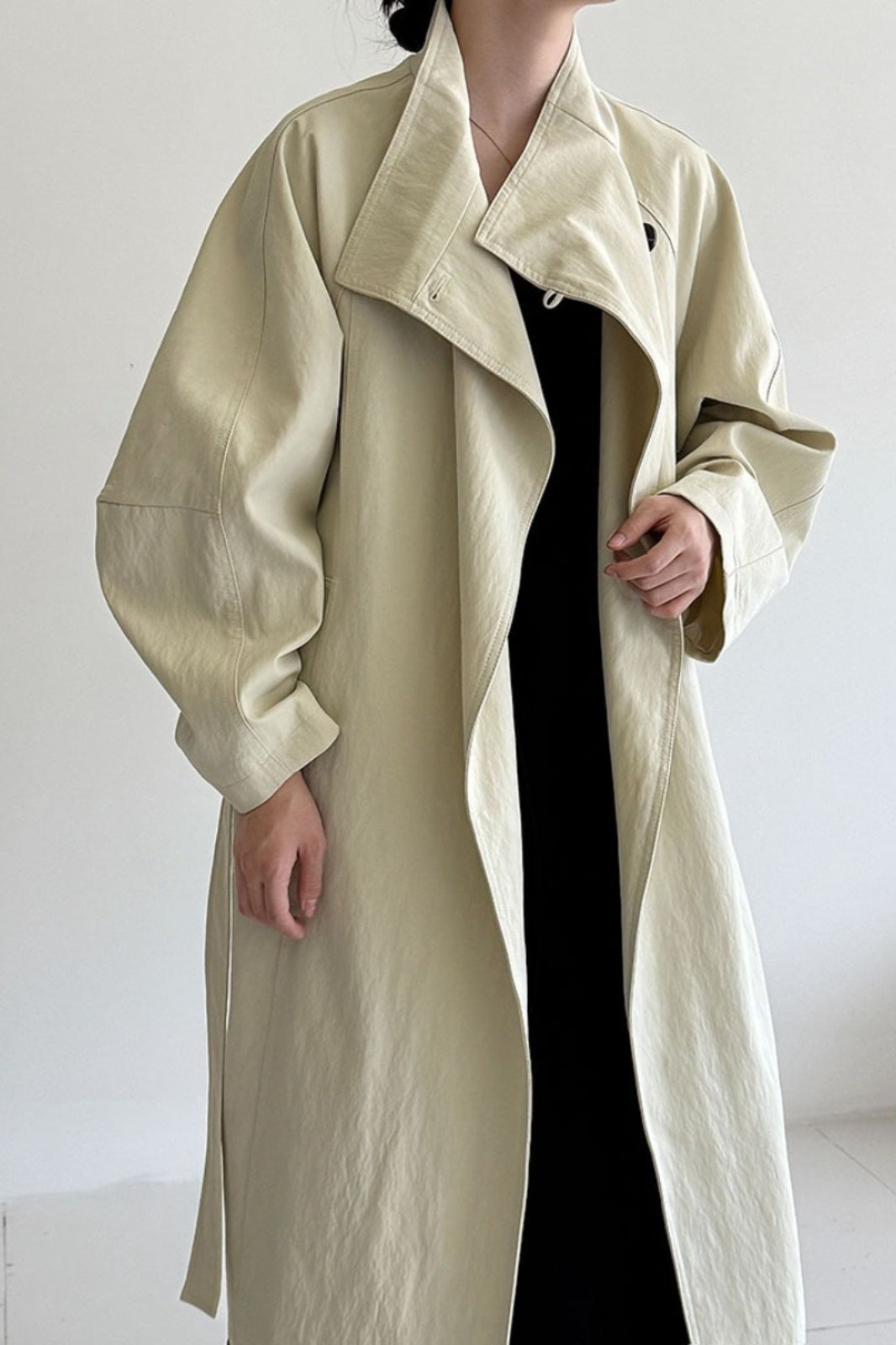 Oversized One Button Stand Collar Overcoat