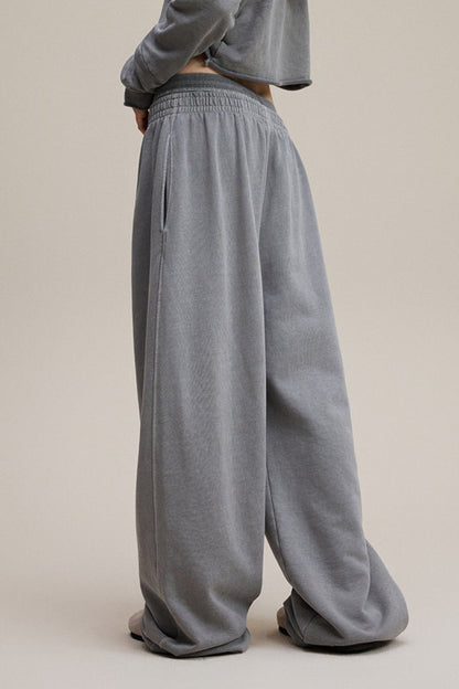 Double Waist Vintage Denim Knit Pants