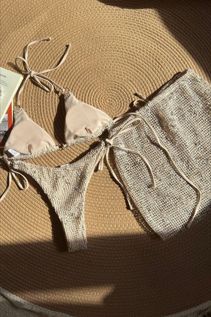 Mesh Strappy Beach Three Piece Swim Set