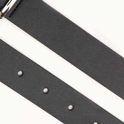 Minimal Textured Double Ring Buckle Waist Belt