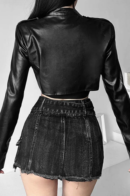 Vintage Matte Cropped Moto Jacket