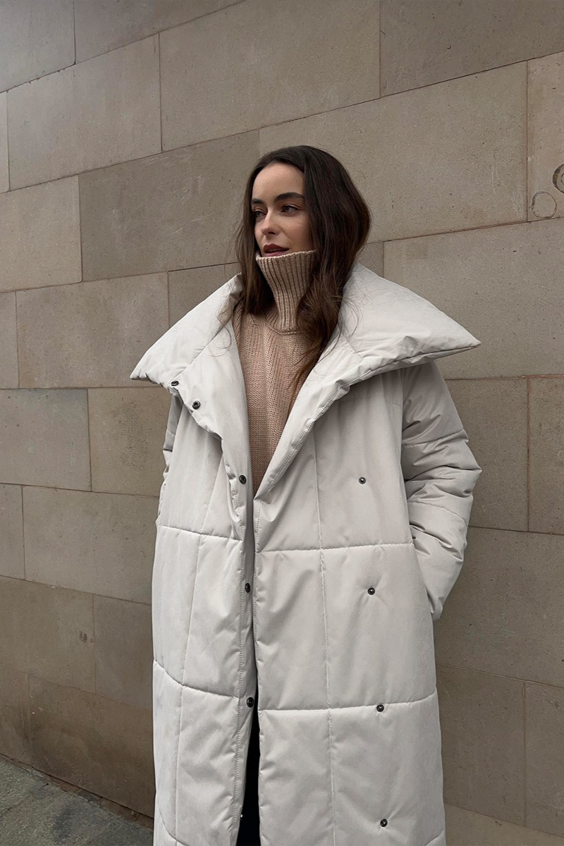 Cotton Padded Stand Collar Long Warm Loose Overcoat