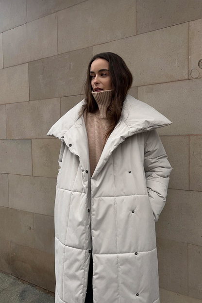 Cotton Padded Stand Collar Long Warm Loose Overcoat