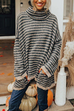 PERFECT TIMING STRIPE POCKETED TUNIC SWEATER