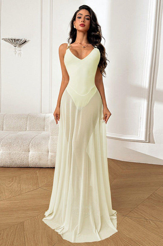 Sheer A-Line Maxi Birthday Dress