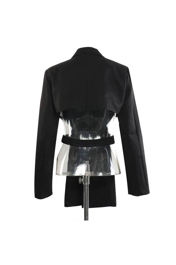 Deconstructed Cross Cut‑Out Waist Blazer