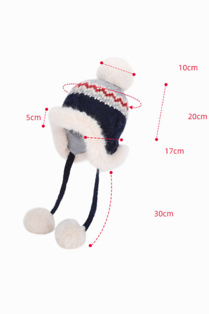 Faux Fur Fair Isle Knit Ear Flap Hat