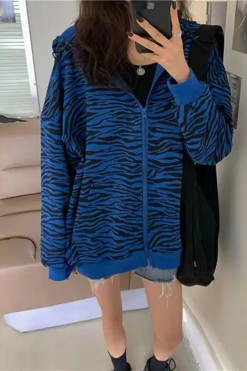 Zebra Print Slim Fit Hoodie
