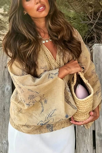 Bohemian Style Ibiza Embroidered Wide-sleeved Shirt