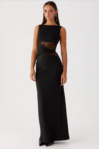 Cut Out Lace Panel Sleeveless Bodycon Dress