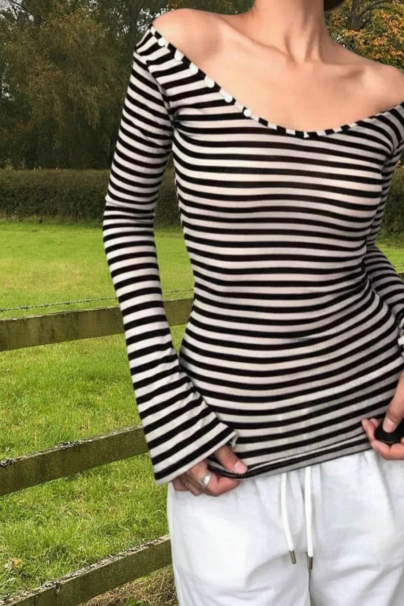 Black & White Striped Top