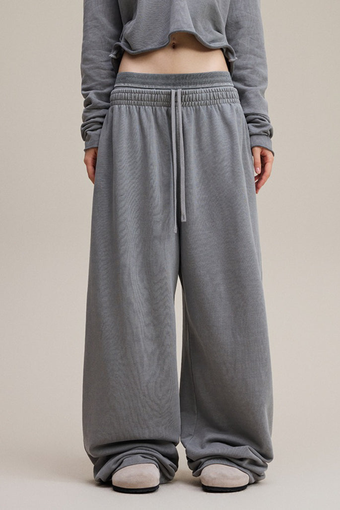 Double Waist Vintage Denim Knit Pants
