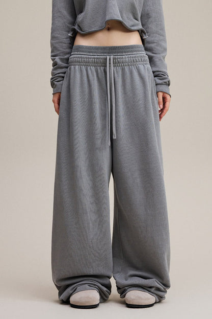 Double Waist Vintage Denim Knit Pants