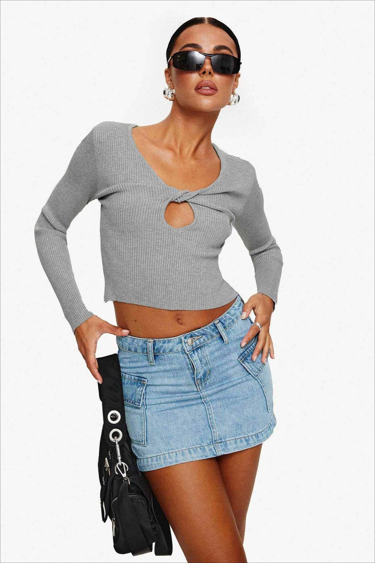 Slim Fit Low Waist Denim Mini Skirt
