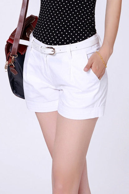Cotton Mid Waist Loose Fit Casual Shorts