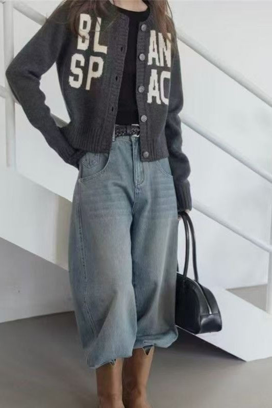 Loose Fit Letter Embroidery Sweater