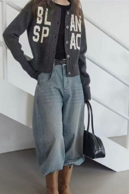 Loose Fit Letter Embroidery Sweater