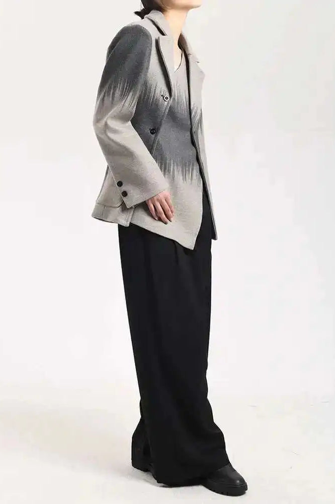 Irregular Button Woolen Blazer