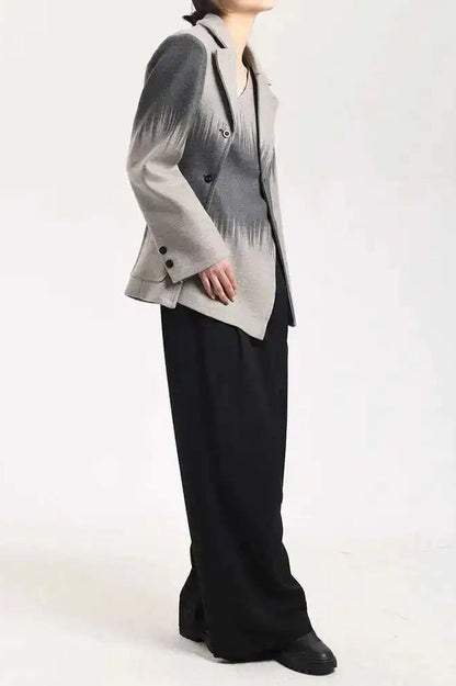 Irregular Button Woolen Blazer