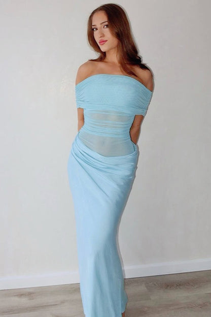 Diagonal Ruched Sheer Birthday Dress