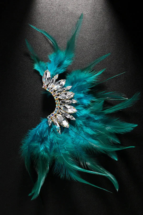 Exquisite Feather and Rhinestone Fairy Earrings