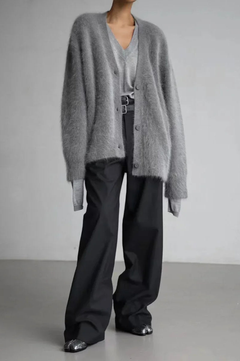 Oversized V-Neck Knit Cardigan