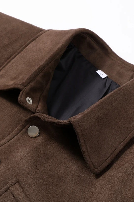 Brown Cropped Casual Jacket