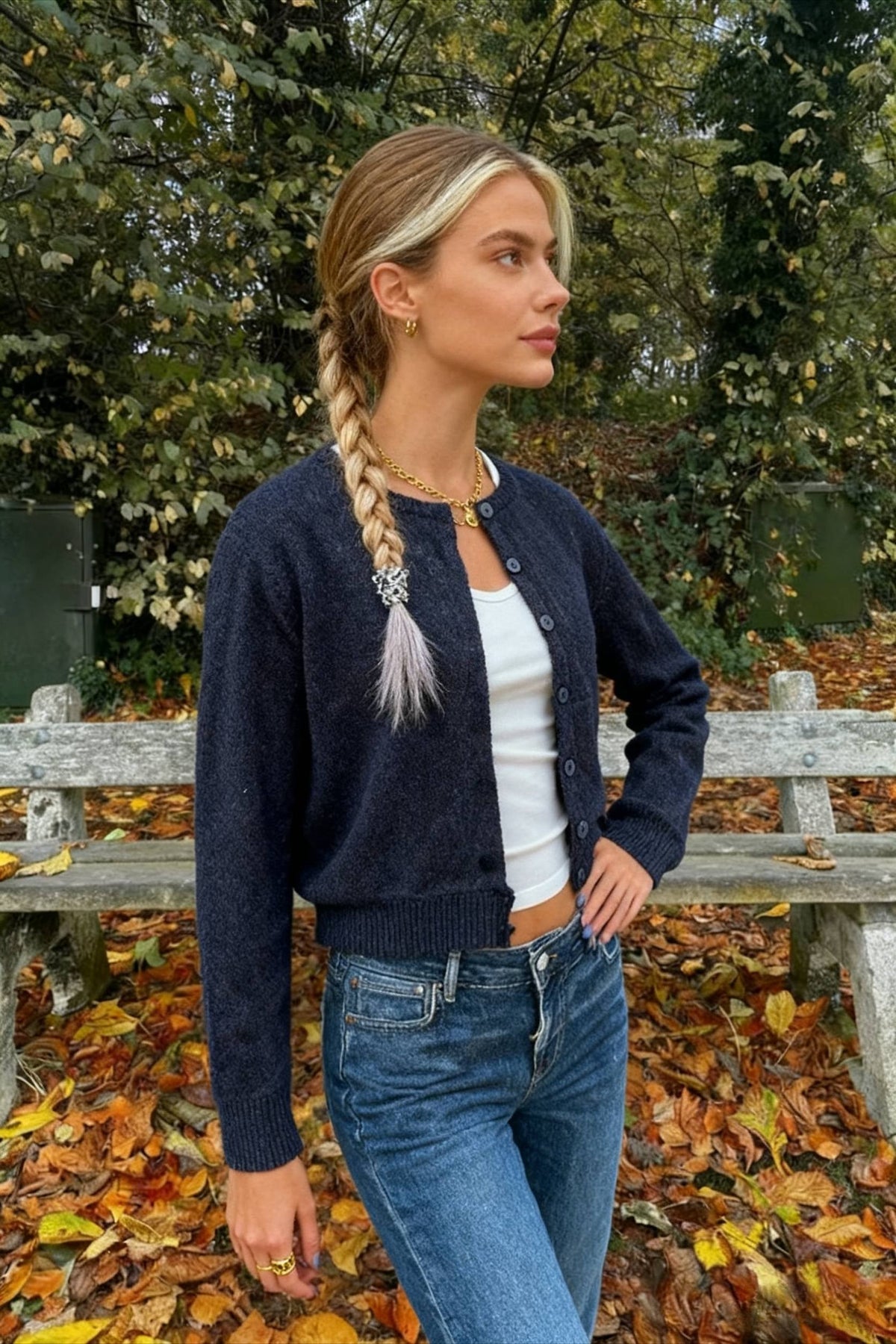 Retro Round Neck Long Sleeve Knit Cardigan