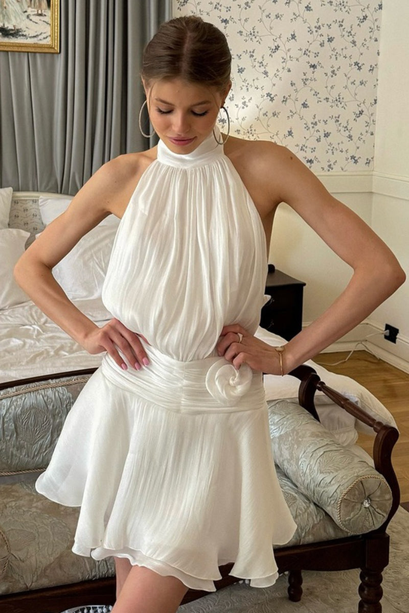 Halter Backless Tie Detail Graduation Party Dress