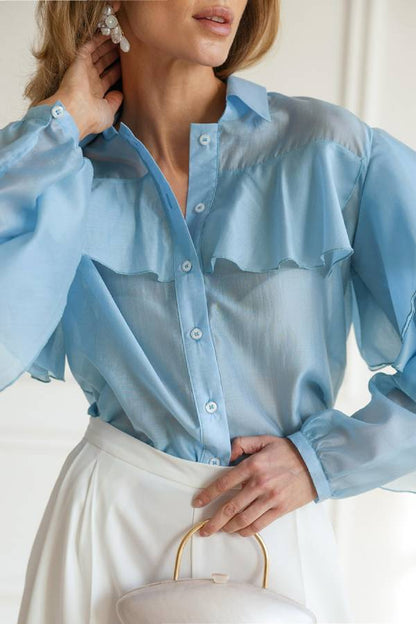 Ruffled Sheer Blouse