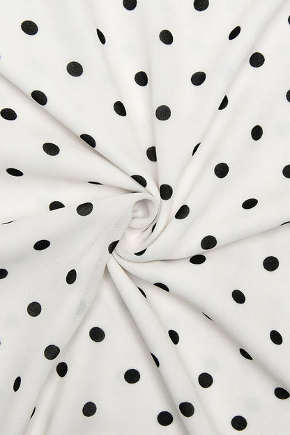 Polka Dot Spaghetti Strap Cowl Neck Ruched Bodycon Maxi Dress