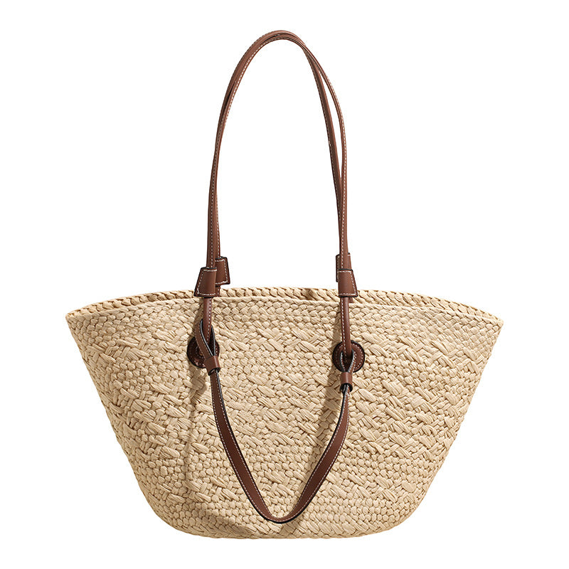 Gradient Woven Straw Tote Bag