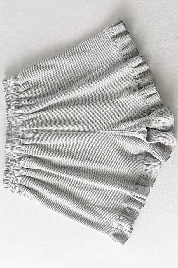 Elastic Waist Ribbed Cotton Lounge Shorts