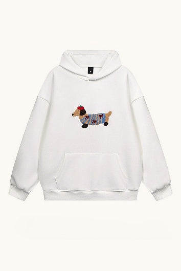 Dachshund Embroidered Pullover Hoodie
