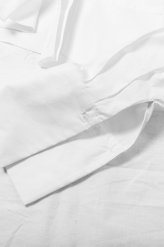 Cropped Long Sleeve Cotton Blouse
