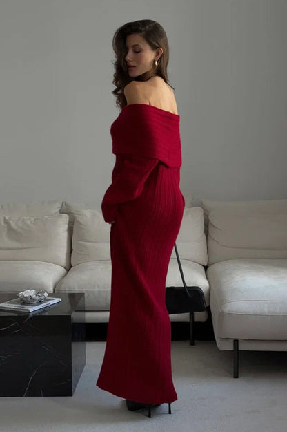 One Shoulder Bodycon Knit Sweater Dress