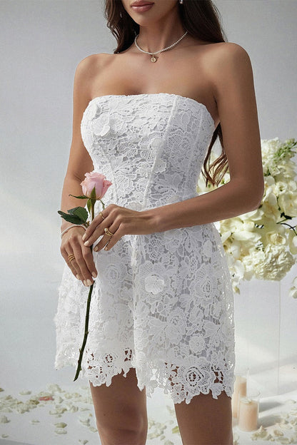 Bodycon Solid Embroidered Strapless Cocktail Dress