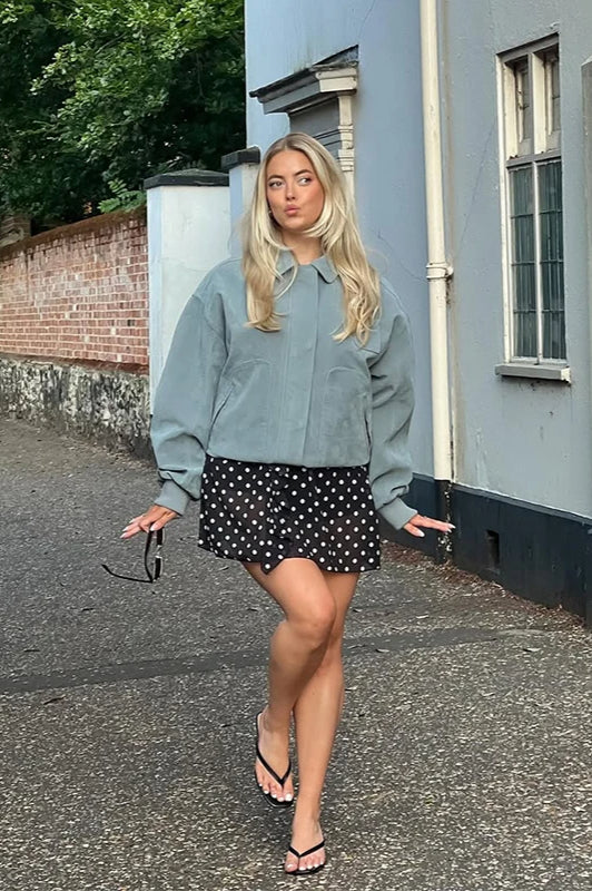Suede Lantern Sleeve Loose Jacket
