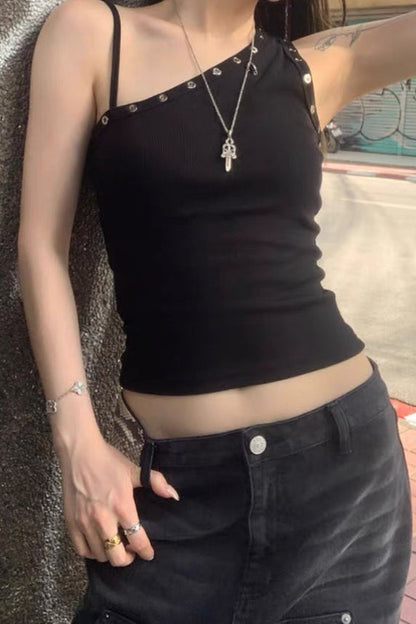 One Shoulder Sling Slinky Chic Crop Top