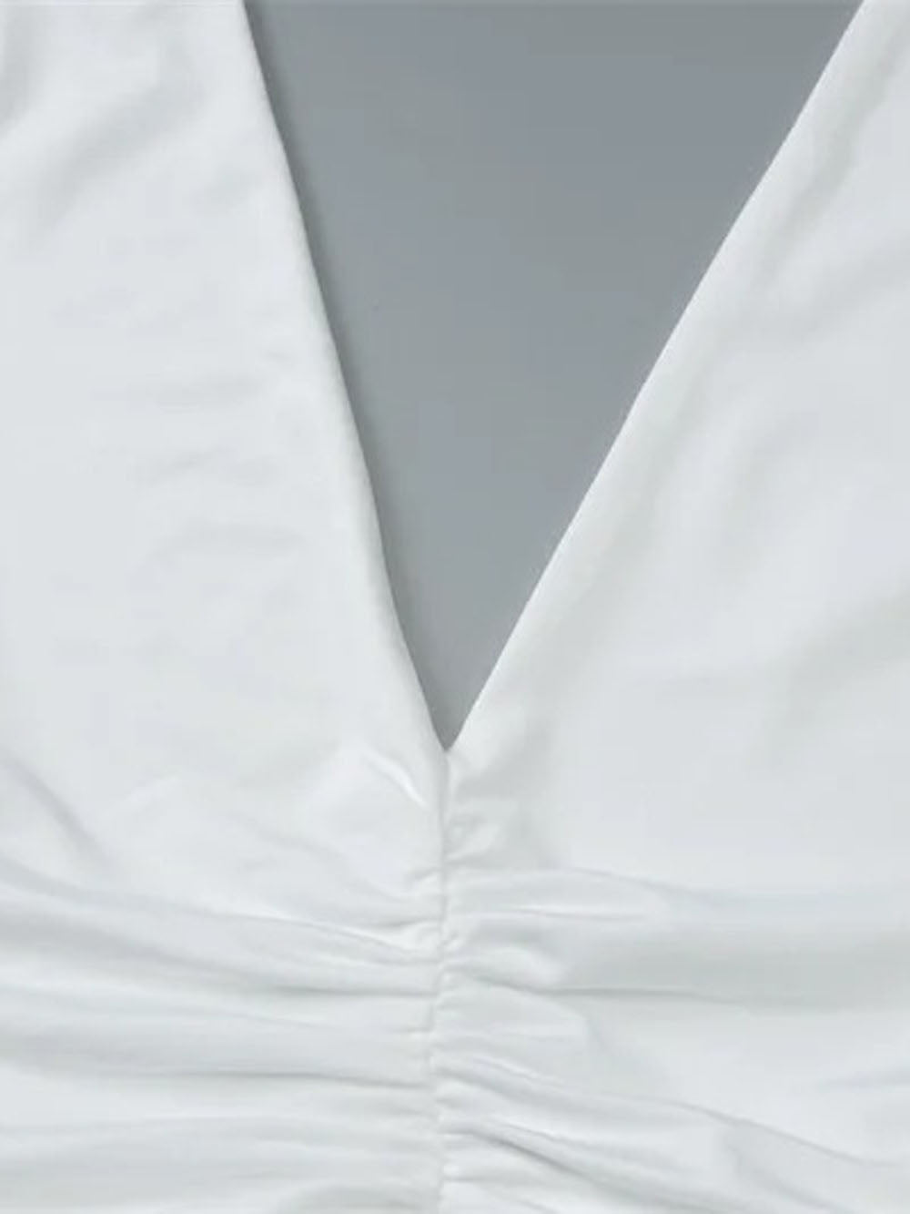 White Halter Neck Deep V-Neck Horizontal Ruched Bodycon Maxi Dress