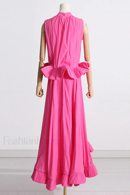 Elaine Pink Sleeveless Charming Ruffle Mermaid Set