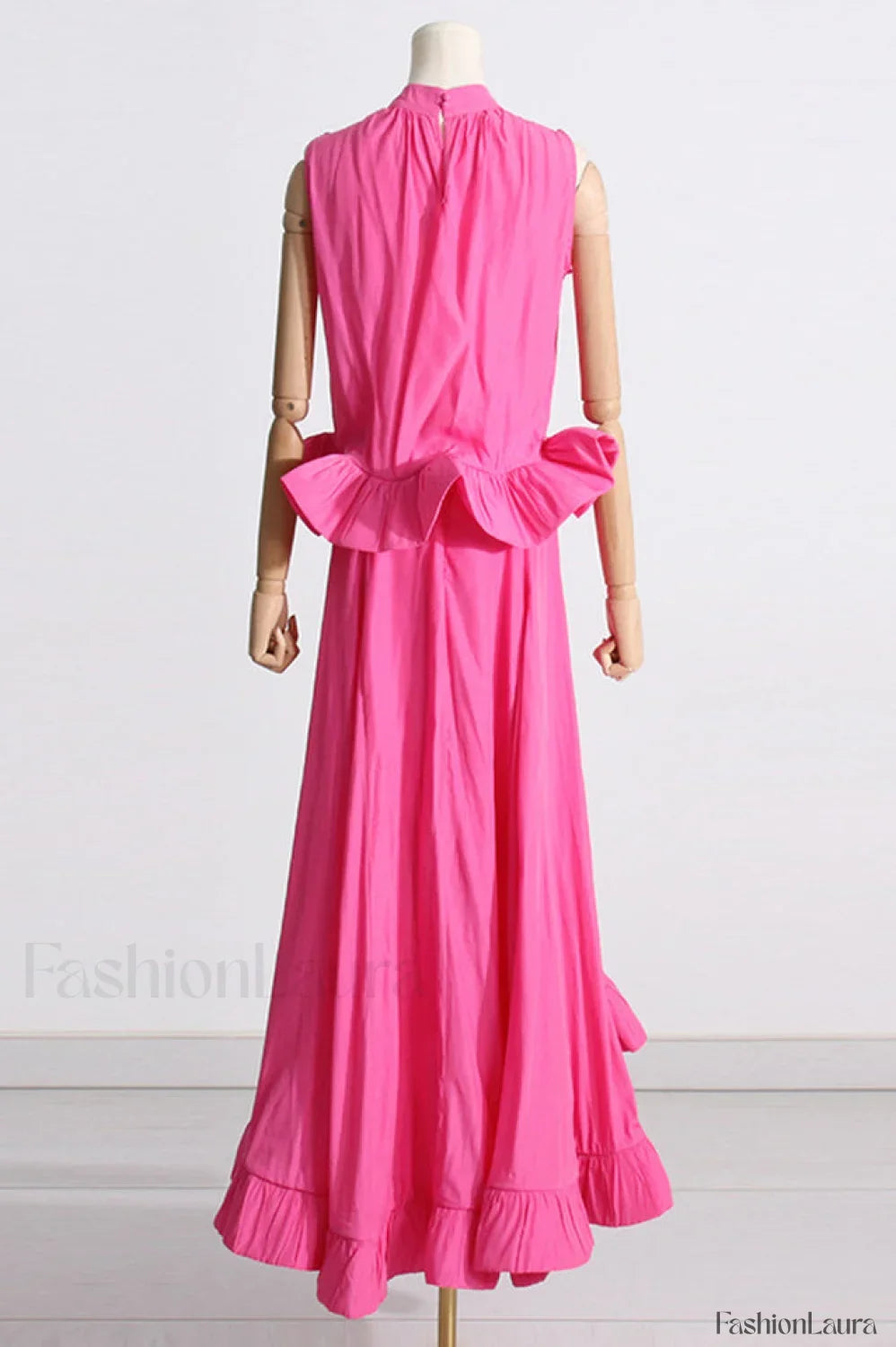 Elaine Pink Sleeveless Charming Ruffle Mermaid Set
