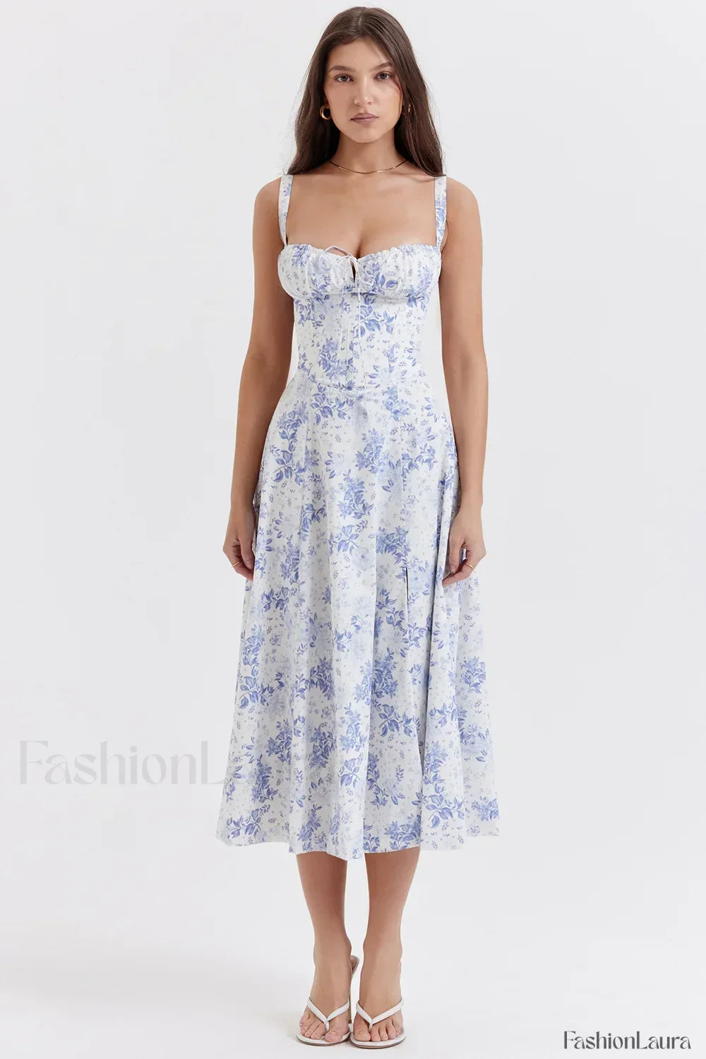 Elegant Floral Side Split Floral Dress