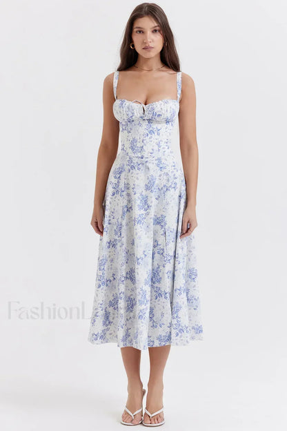 Elegant Floral Side Split Floral Dress