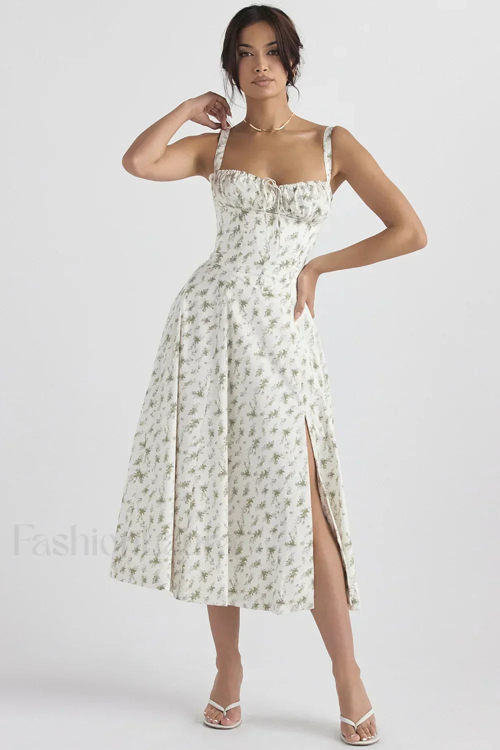 Elegant Floral Side Split Floral Dress