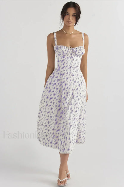 Elegant Floral Side Split Floral Dress