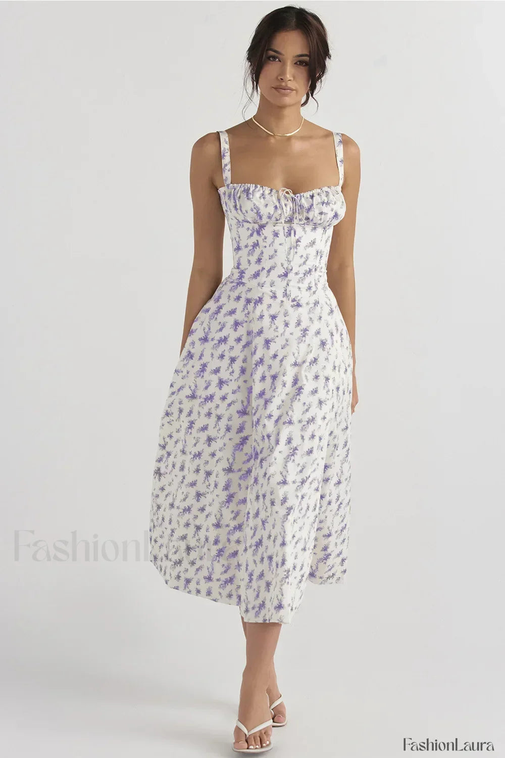 Elegant Floral Side Split Floral Dress