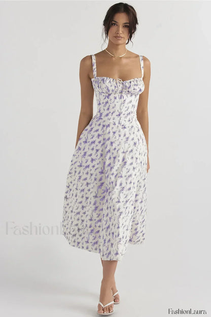 Elegant Floral Side Split Floral Dress