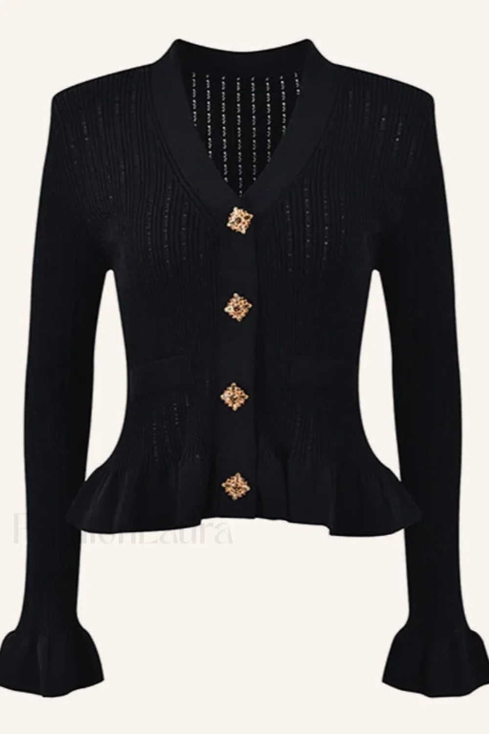 Elegant Lotus Leaf Hem Knit Cardigan